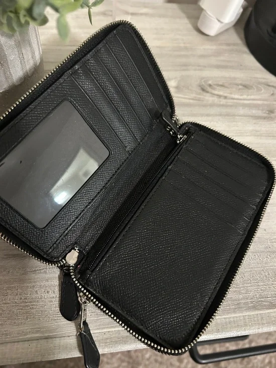 Coach Signature Canvas Double Zip Wristlet with Black Trim - Picture 7 of 7